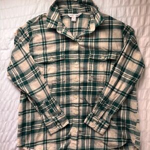 Old Navy Green and Cream Casual Button Down Shirt